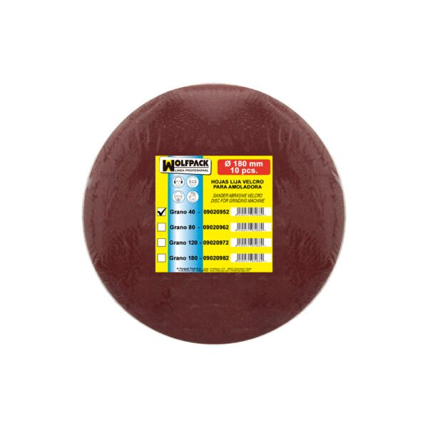 Lija Recambio Velcro Amoladora Ø 180 mm. Grano  40 (10 Piezas) - Imagen 4