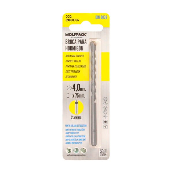 Broca Widia Piedra / Hormigón Ø 4 mm. Din 8039 Punta de Tungsteno. - Imagen 4