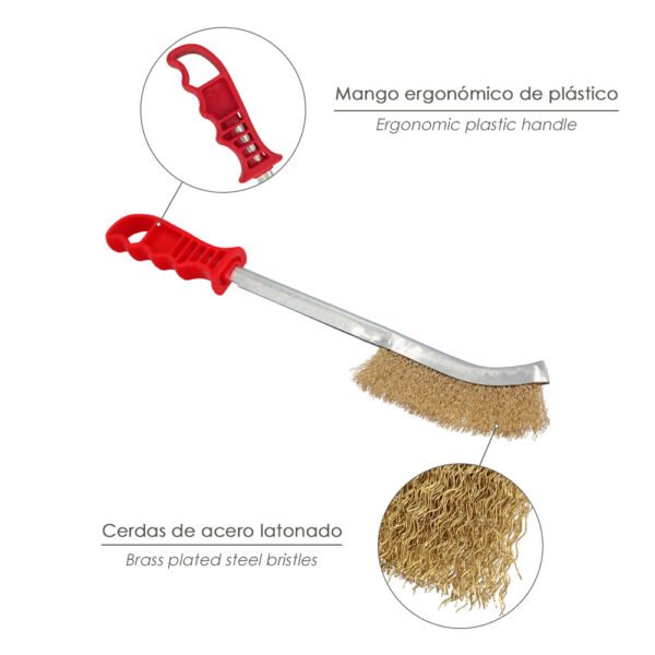 Cepillo Manual Acero Latonado Mango Rojo 34 cm. - Imagen 3
