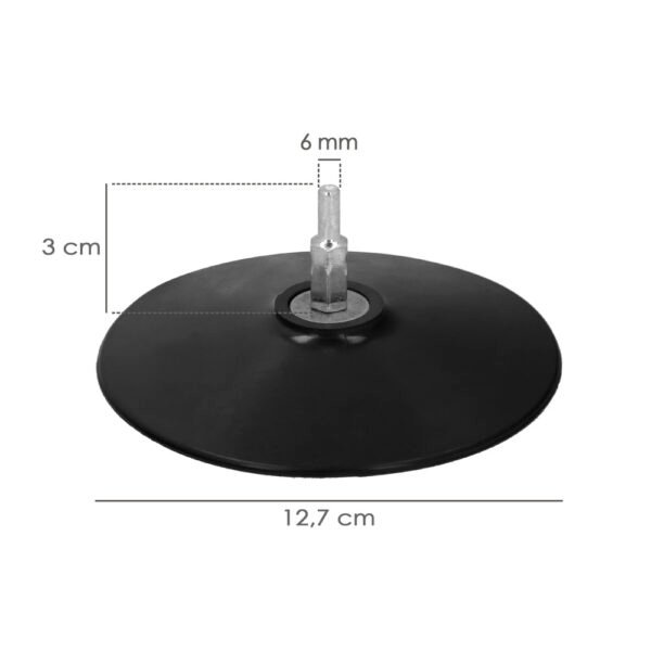 Plato Taladro Nylon Ø 125 mm. Con Espiga Ø 6 mm. Disco Plástico Para Bonete - Imagen 2