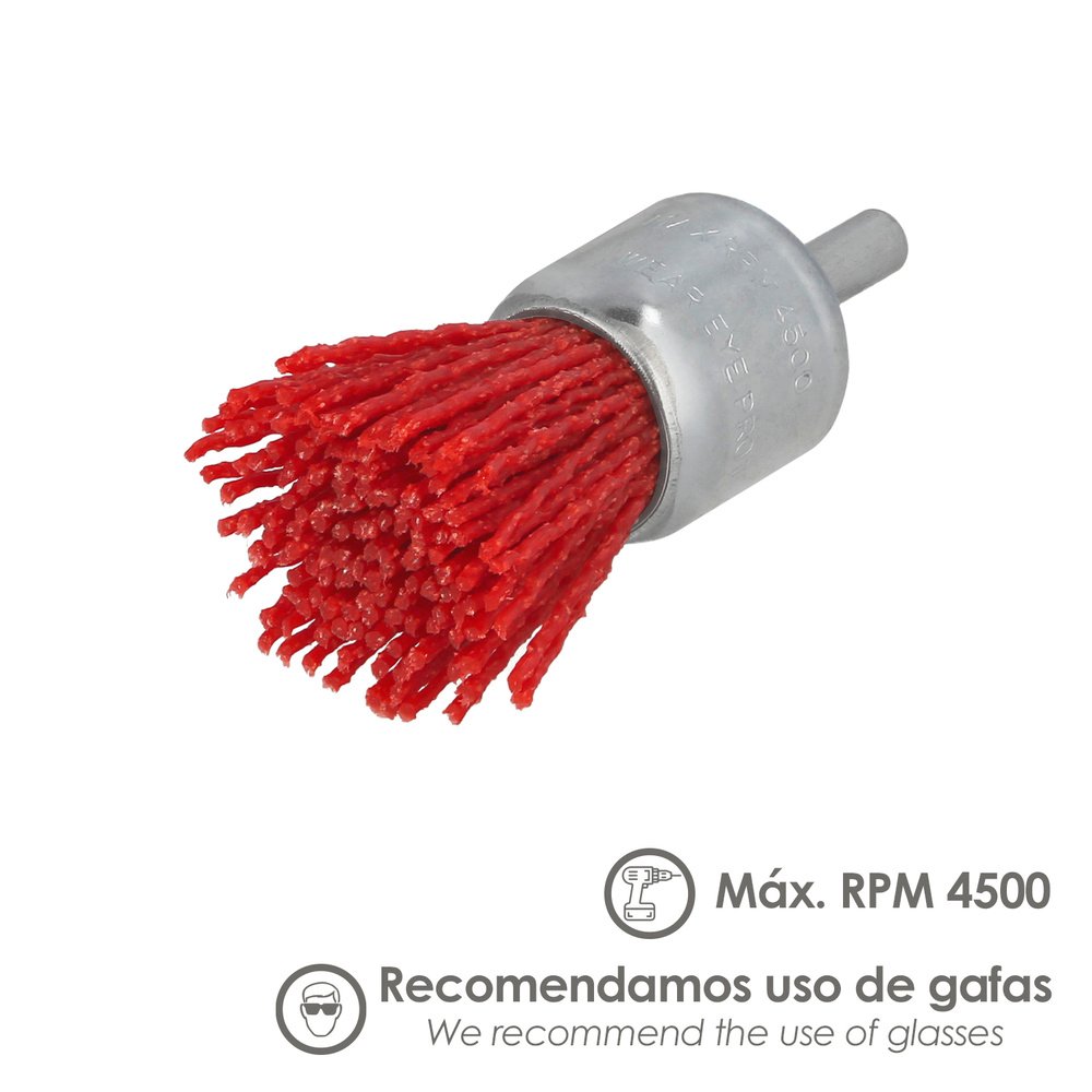 Cepillo Nylon Brocha Ø 25 mm. Cepillo De Lijado Nailon. Cepillo Para Taladro De Nailon, Cepillo De Alambre Abrasivo De Nailon - Imagen 3