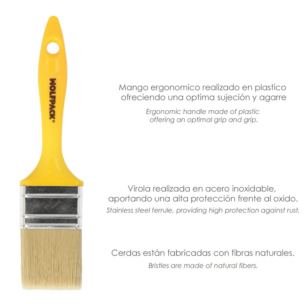 Paletina Profesional Cerda Blanca Ancho 30 mm. Cerdas Naturales Mango Plastico Ergonomico, Brocha Pintor, Pincel Pintura - Imagen 4