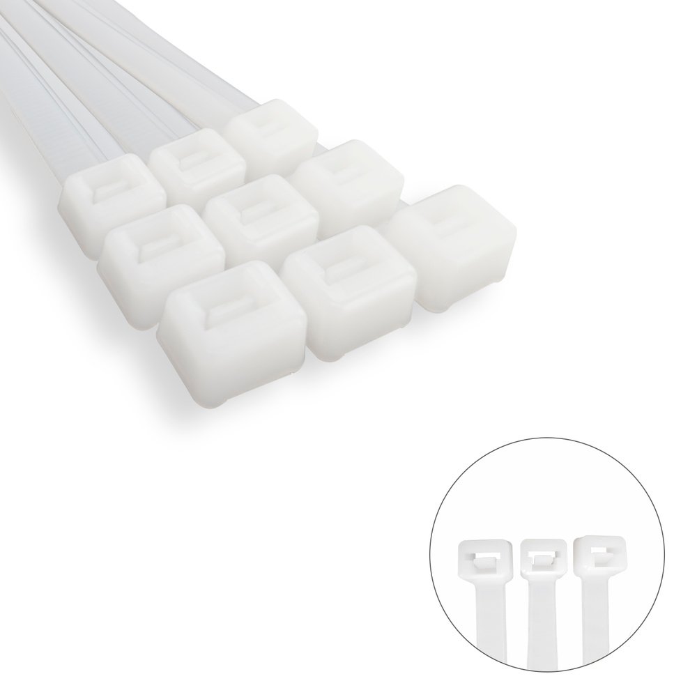 Brida Nylon 100%. Color Blanco / Natural 2,5 x 160 mm. 100 Piezas. Abrazadera Plastico, Organizador Cables, Alta Resistencia - Imagen 3