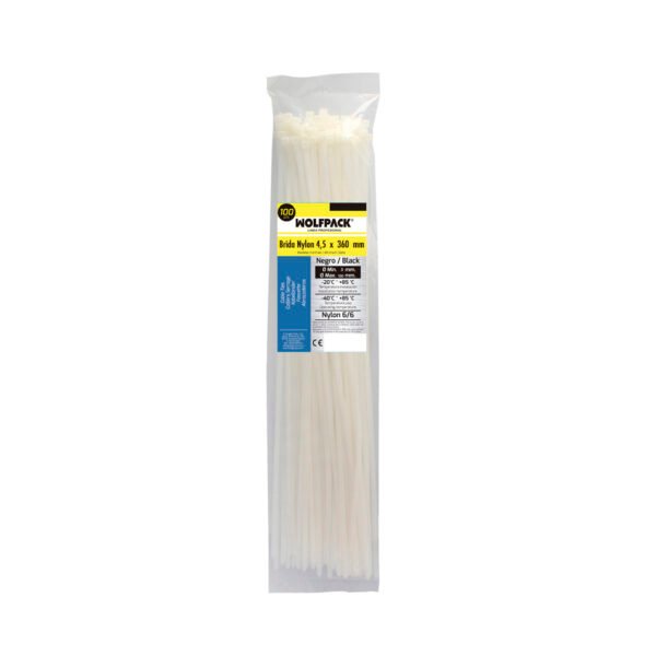 Brida Nylon 100%. Color Blanco / Natural 4,5 x 360 mm. 100 Piezas. Abrazadera Plastico, Organizador Cables, Alta Resistencia - Imagen 5