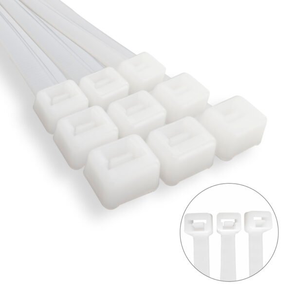Brida Nylon 100%. Color Blanco / Natural 7,8 x 540 mm. 100 Piezas. Abrazadera Plastico, Organizador Cables, Alta Resistencia - Imagen 3