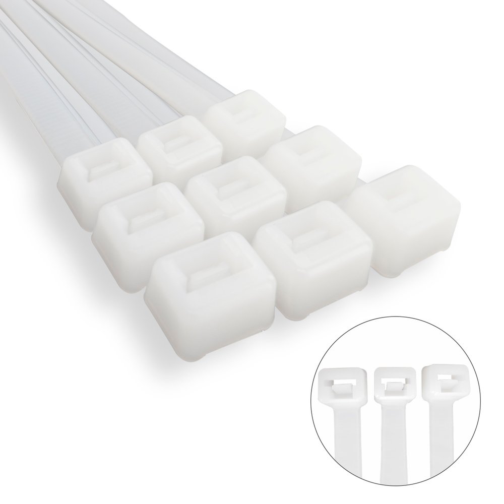 Brida Nylon 100%. Color Blanco / Natural 7,8 x 540 mm. 100 Piezas. Abrazadera Plastico, Organizador Cables, Alta Resistencia - Imagen 3