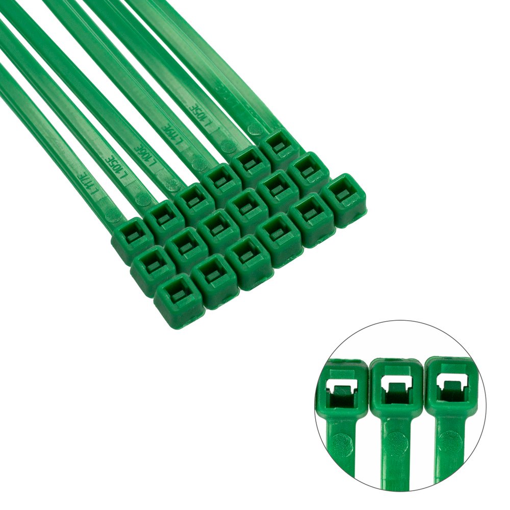 Brida Nylon 100%. Color Verde 4,6 x 300 mm. Bolsa 100 Unidades. Abrazadera Plastico, Organizador Cables, Alta Resistencia - Imagen 3