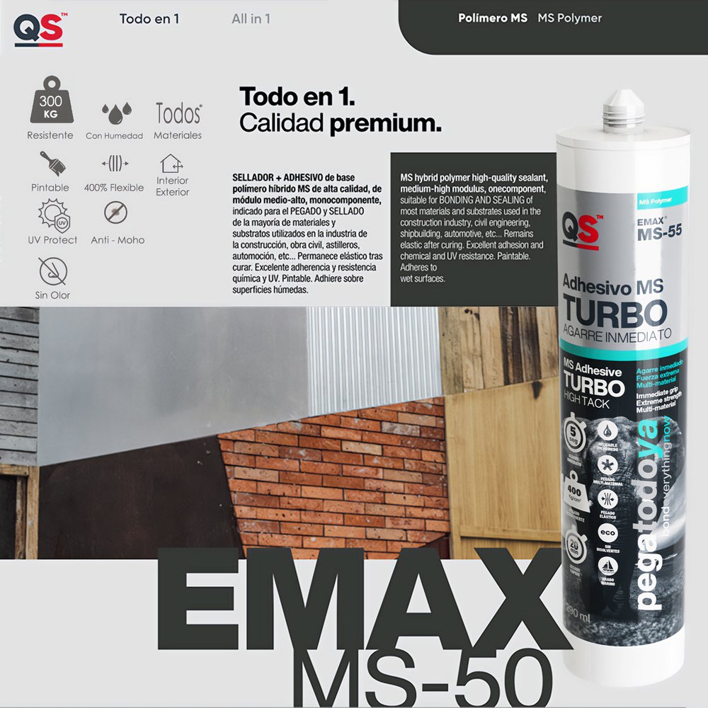 Adhesivo Emax Ms-55 Agarre Instantáneo Turbo Blanco 290 ml. - Imagen 2