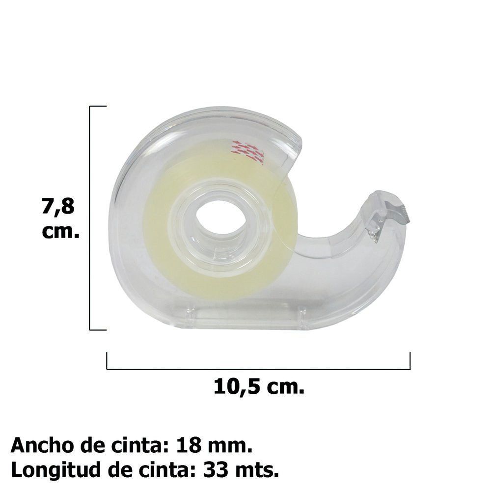 Cinta Celo Adhesivo Transparente 18 mm. x 33 Mts. Con Dispensador. - Imagen 4