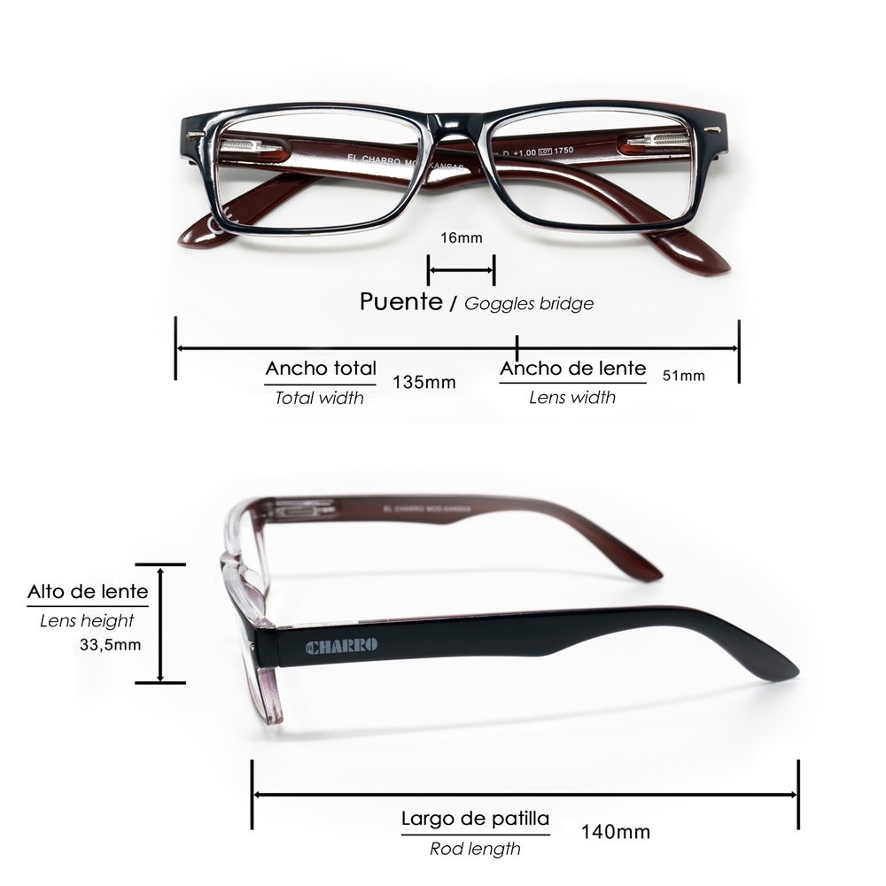 Gafas Lectura Kansas Azul Oscuro / Rojo. Aumento +3,5 Gafas De Vista, Gafas De Aumento, Gafas Visión Borrosa - Imagen 2