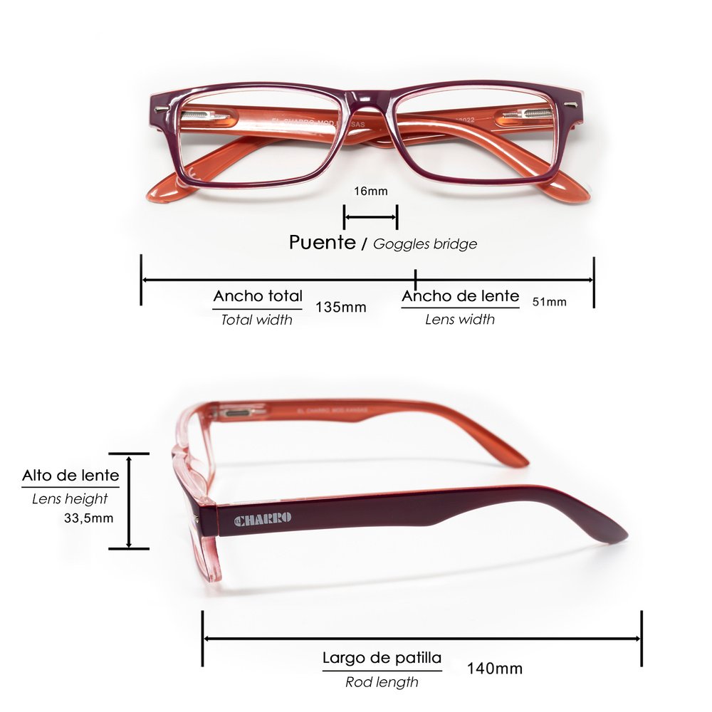 Gafas Lectura Kansas Morado / Naranja. Aumento +1,0 Gafas De Vista, Gafas De Aumento, Gafas Visión Borrosa - Imagen 2