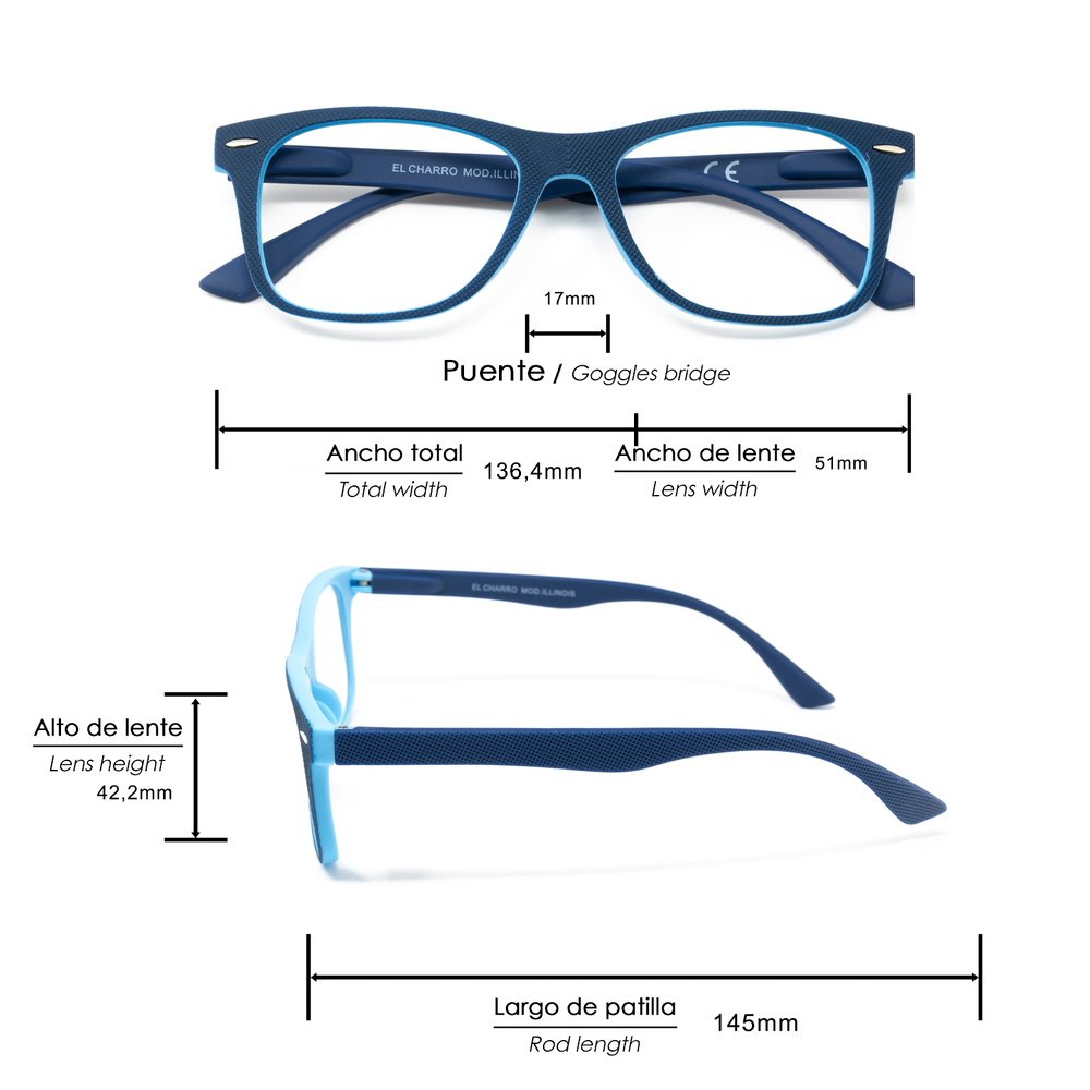 Gafas Lectura Illinois Azules. Aumento +2,0 Gafas De Vista, Gafas De Aumento, Gafas Visión Borrosa - Imagen 2