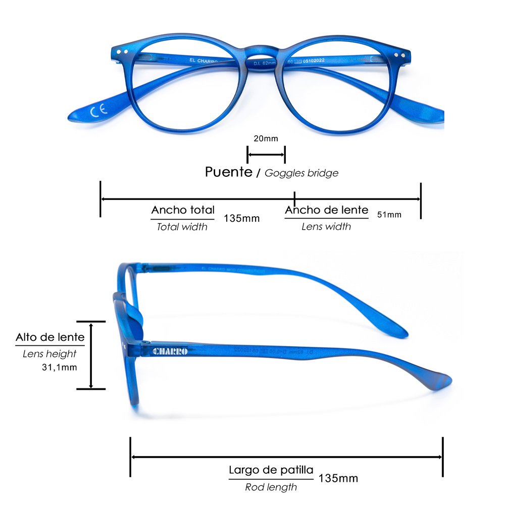 Gafas Lectura Connecticut Color Azul Aumento +2,5 Patillas Para Colgar Del Cuello , Gafas De Vista, Gafas De Aumento - Imagen 2