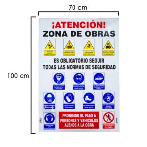 Cartel Combinado Normas Obra  100x70 cm.
