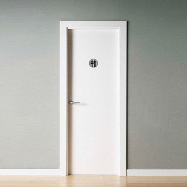 Placa Adhesiva Baño "Mujer / Hombre" Acero Inoxidable Ø 7 cm. - Imagen 3