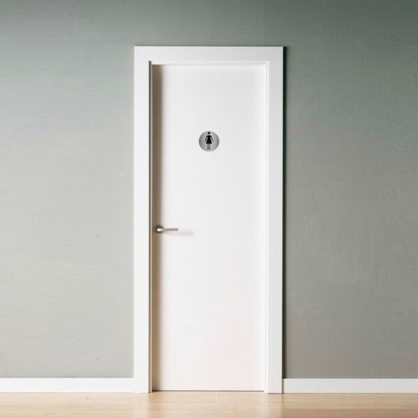 Placa Adhesiva Baño "Mujer" Acero Inoxidable Ø 7 cm. - Imagen 3