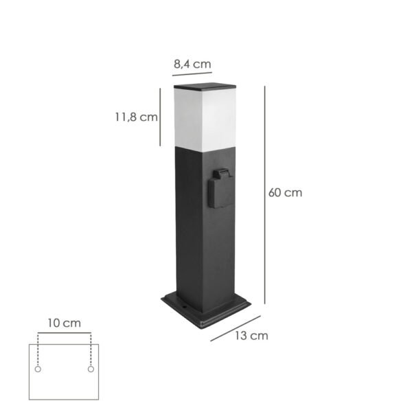 Poste Baliza Jardin Ip44 Con Enchufe Negro - Imagen 2