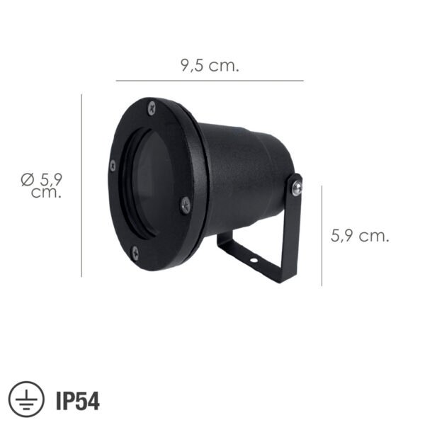 Foco Halógeno Papillon IP54  Jardín Con Soporte Negro - Imagen 2