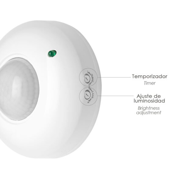 Detector De Movimiento Por Infrarrojos Con Sensor Crepuscular 360°. Ajustable - Imagen 3