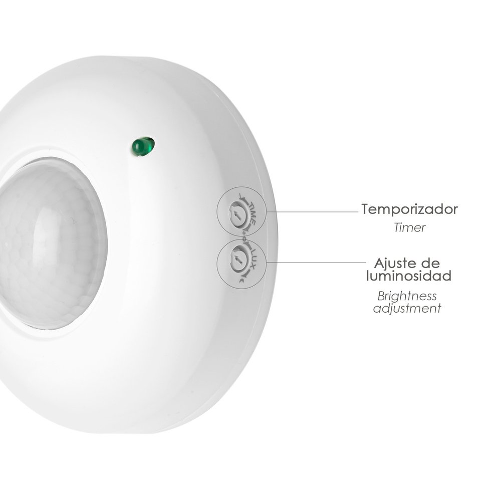 Detector De Movimiento Por Infrarrojos Con Sensor Crepuscular 360°. Ajustable - Imagen 3