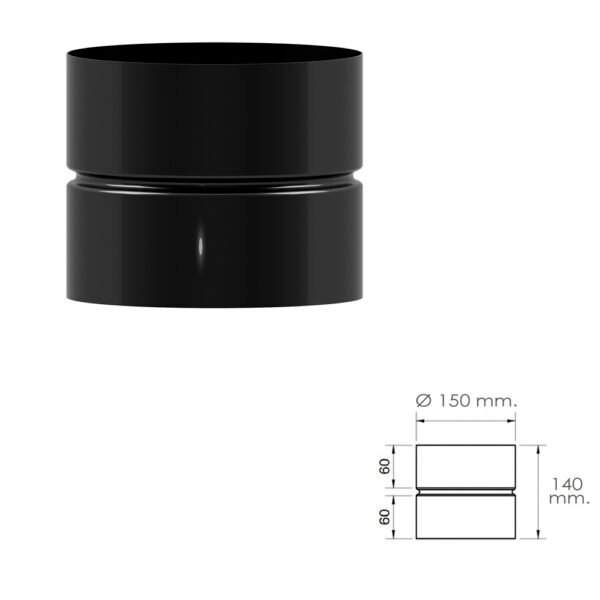 Manguito Union Tubos Estufa Vitrificado Negro Hembra - Hembra Ø 150 mm. Machon, Empalme Tubos Chimena, Empalme Tubos Estufa, - Imagen 2