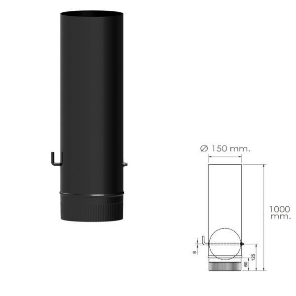 Wolfpack Tubo de Estufa Acero Vitrificado Negro Ø 150 mm. Con llave Estufas de Leña, Chimenea, Alta resistencia, Color Negro - Imagen 2