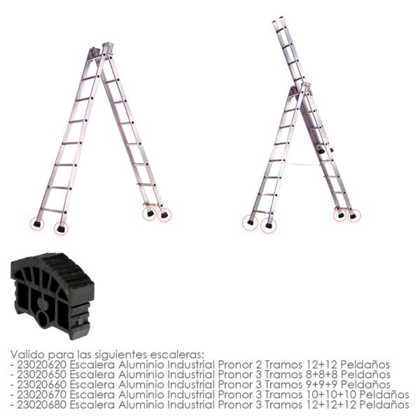 Contera Para Escalera Pronor 3 Tramos y Escalera 2 Tramos Con 12+12 Peldaños ( Perfil 79 mm.) - Imagen 2
